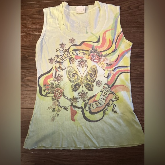 Harley-Davidson Women's Light Green Graphic Tank Top - Picture 1 of 4